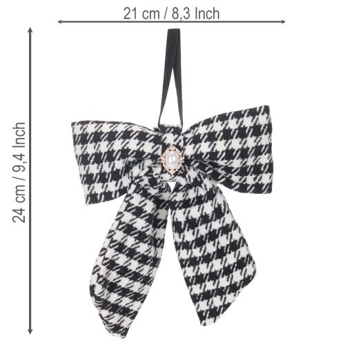 Fiocco in tessuto con spilla e gancio, a quadri, 24 cm, 2 pezzi | Floristik24.it