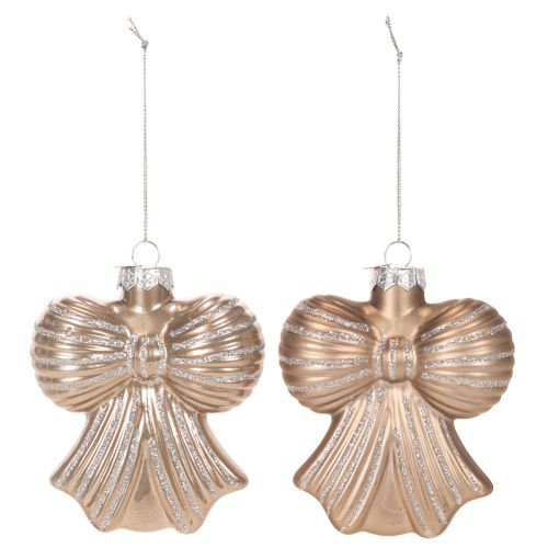 Decorazioni natalizie in vetro, fiocco per appenderle, 10 cm, 2 pezzi | Floristik24.it