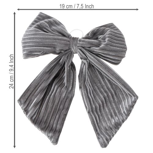 Fiocco decorativo da appendere, fiocco natalizio, velluto, a coste, 24 cm, 2 pezzi | Floristik24.it