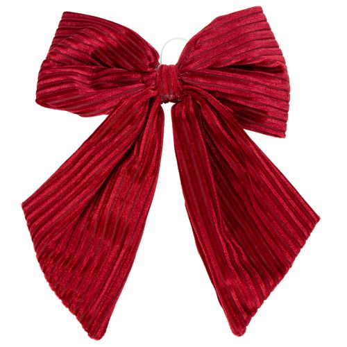 Fiocco in velluto a coste rosso per decorazioni natalizie da appendere, 24 cm, 2 pezzi | Floristik24.it