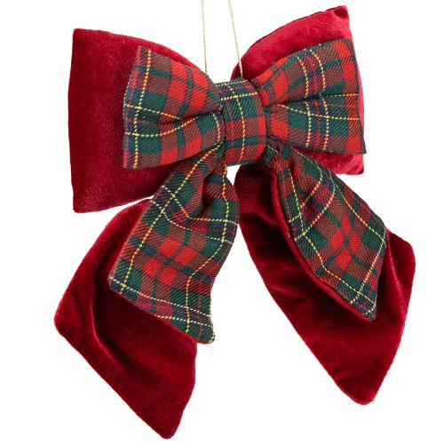 Fiocco in velluto scozzese rosso per interni 21×23 cm