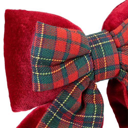 Floristik24 Fiocco in velluto scozzese rosso per interni 21×23 cm