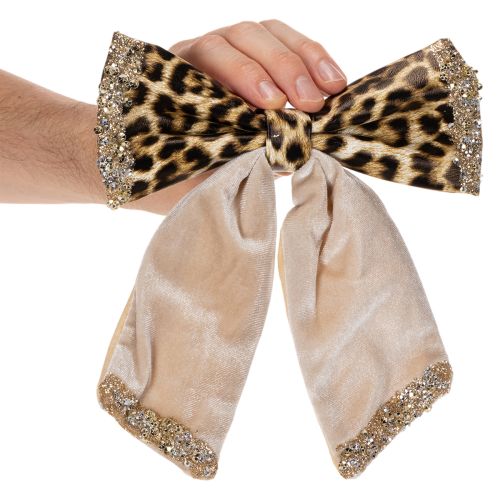 Fiocco decorativo con stampa animalier leopardata, 20 cm, 3 pezzi | Floristik24.it