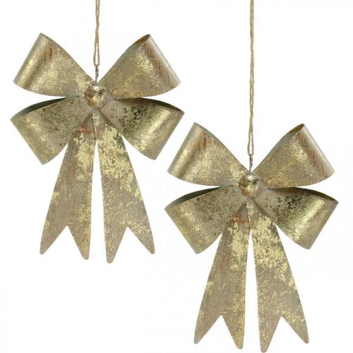 Prodotto Anelli in metallo, ciondolo natalizio, decorazione dell&#39;Avvento dorata, aspetto antico H18cm L12.5cm 2 pezzi