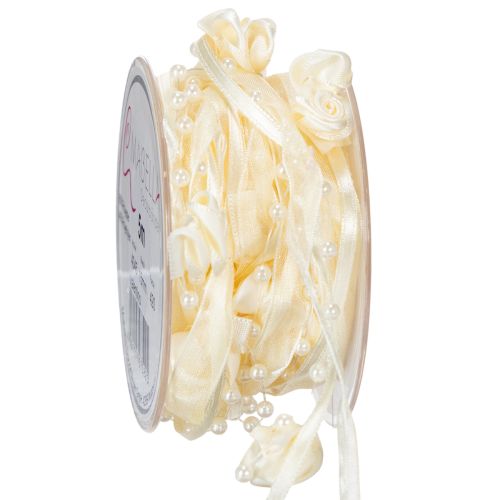 Floristik24 Nastro Valentino color crema 15 mm 5 m