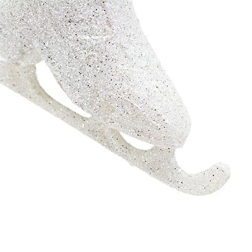 Floristik24 Rimorchio decorativo pattino bianco con glitter 8cm 2 pezzi