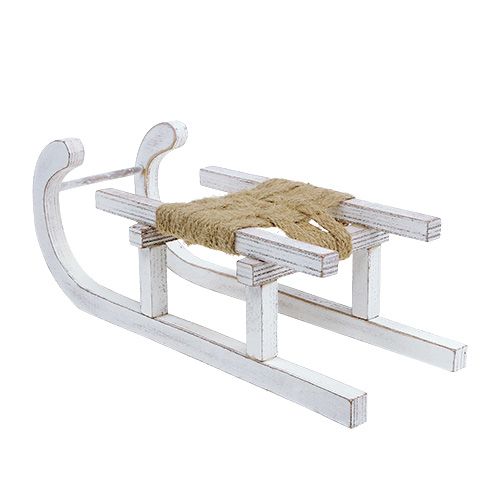 Floristik24 Slitta di legno bianca 28 cm x 11 cm x 11 cm 1 pz