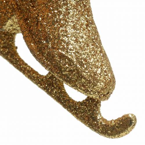 Floristik24 Decorazione per albero di Natale pattini da ghiaccio oro, glitter 8 cm 12 pezzi