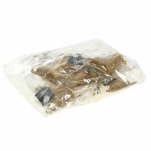 Floristik24 Decorazione per albero di Natale pattini da ghiaccio oro, glitter 8 cm 12 pezzi