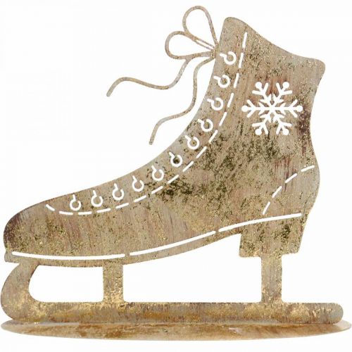 Prodotto Pattino da ghiaccio in metallo, decorazione invernale, pattino da ghiaccio decorativo, aspetto antico dorato natalizio H22.5cm