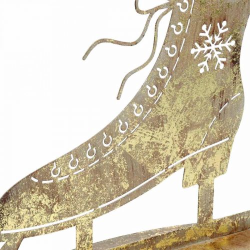 Prodotto Pattino da ghiaccio in metallo, decorazione invernale, pattino da ghiaccio decorativo, aspetto antico dorato natalizio H22.5cm