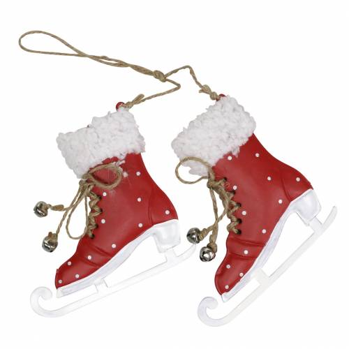 Floristik24 Decorazioni per l'albero di Natale pattini da ghiaccio da appendere rosso, bianco 10,5 × 10 cm