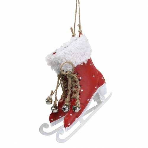 Floristik24 Decorazioni per l&#39;albero di Natale pattini da ghiaccio da appendere rosso, bianco 10,5 × 10 cm