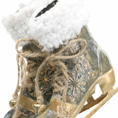 Floristik24 Pattini da Ghiaccio Appesi per Albero di Natale Dorato, Bianco 11×10cm