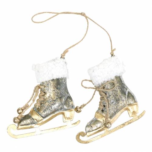 Floristik24 Pattini da Ghiaccio Appesi per Albero di Natale Dorato, Bianco 11×10cm