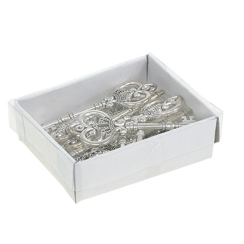 Floristik24 Chiave Deco 8,5 cm argento 12 pezzi