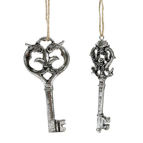 Floristik24 Chiave argento 10cm culo. 6ST