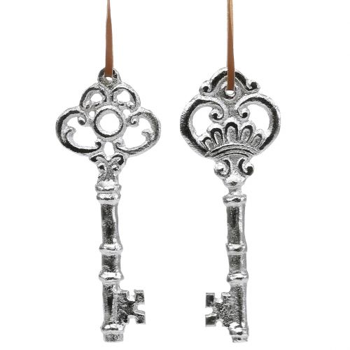 Floristik24 Chiave argento da appendere 15,5 cm 2 pezzi