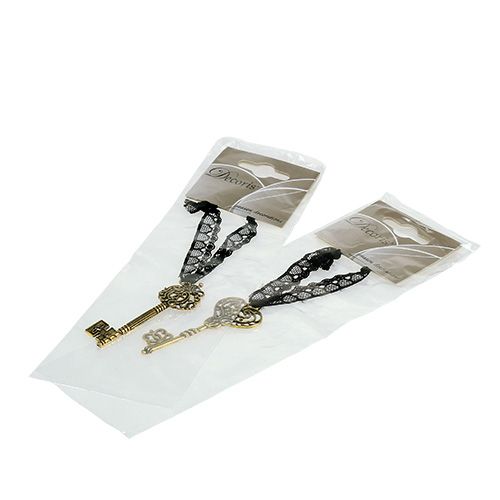 Floristik24 Chiave sospesa 7cm oro, antico 2 pezzi