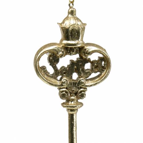 Floristik24 Chiave per decorazione albero di Natale con mica oro 13 cm 2 pezzi