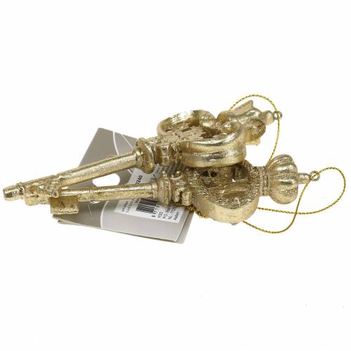 Floristik24 Chiave per decorazione albero di Natale con mica oro 13 cm 2 pezzi