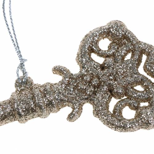 Floristik24 Decorazione per albero di Natale Chiave Champagne scintillante 14,5cm 12 pezzi