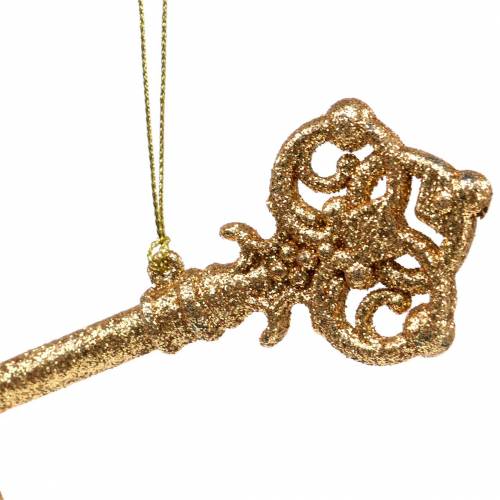 Floristik24 Decorazioni per alberi di Natale chiave oro, glitter 14,5 cm 12 pezzi