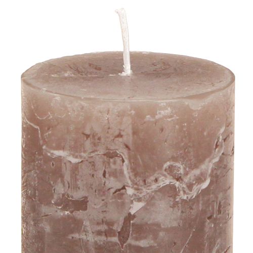 Floristik24 Candele a colonna strette in marrone 3 colori 50x100mm 12 pz