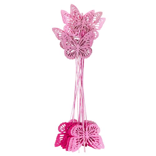Prodotto Farfalle decorative su steli come delicati accenti per tavoli e fioriere, 8 cm, 18 pezzi