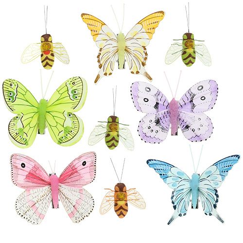 Floristik24 Farfalla, decorazione ape su clip 4 cm - 8 cm 9 pz