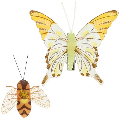 Floristik24 Farfalla, decorazione ape su clip 4 cm - 8 cm 9 pz