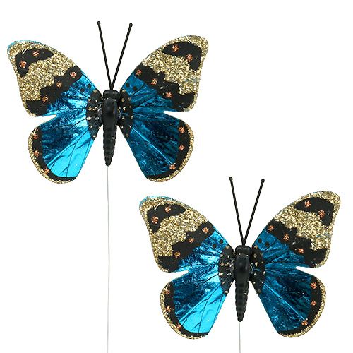 Floristik24 Butterfly Blue 7,5cm lucido 4 pezzi