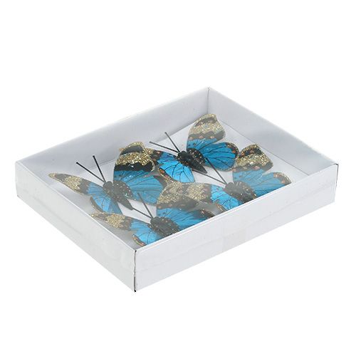Floristik24 Butterfly Blue 7,5cm lucido 4 pezzi