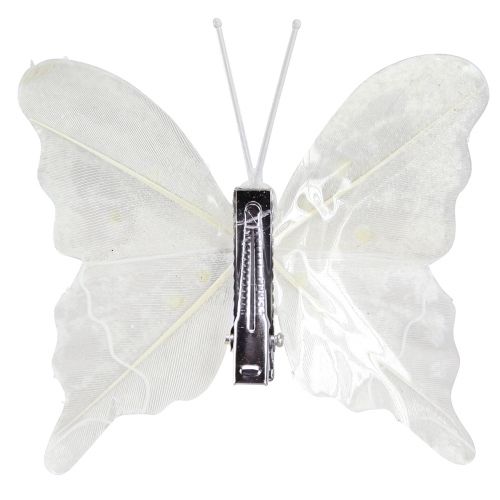 Prodotto Decorazione farfalla in bianco su clip 7,5 cm x 7 cm 4 pezzi