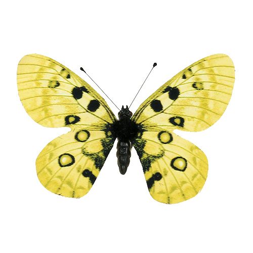 Floristik24 Farfalla gialla sulla clip 11 cm 6 pezzi