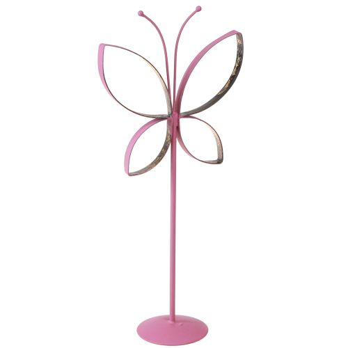 Prodotto Supporto Decorativo in Metallo Farfalla Fucsia Oro H29cm 2 pz