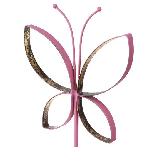 Prodotto Supporto Decorativo in Metallo Farfalla Fucsia Oro H29cm 2 pz