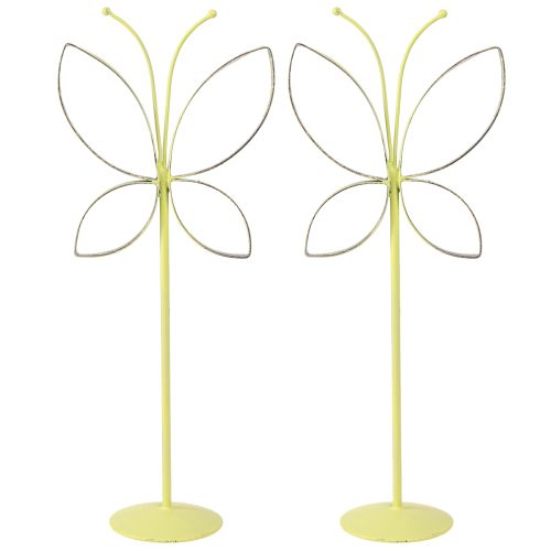 Prodotto Supporto decorativo in metallo farfalla verde oro H29cm 2 pz
