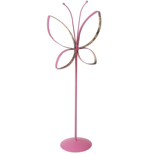 Prodotto Decorazione Farfalla in Metallo Primavera Fucsia Oro H35cm 2 pz