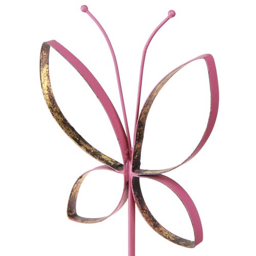 Prodotto Decorazione Farfalla in Metallo Primavera Fucsia Oro H35cm 2 pz
