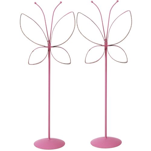 Prodotto Decorazione Farfalla in Metallo Primavera Fucsia Oro H35cm 2 pz