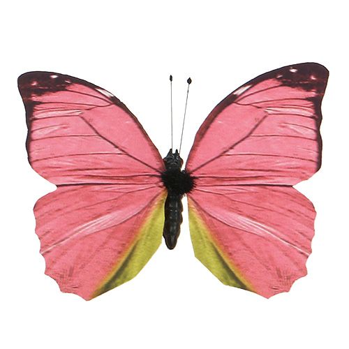 Floristik24 Farfalla rosa su clip 11 cm 6 pezzi
