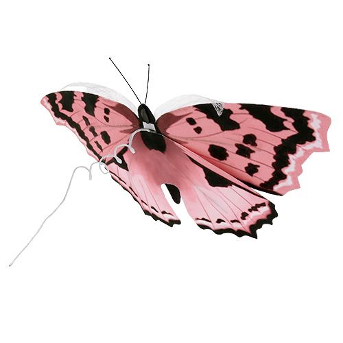 Floristik24 Farfalla rosa 20cm su filo 2pz