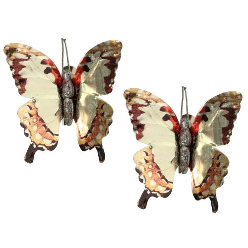 Farfalla oro lucido su clip 12 pz
