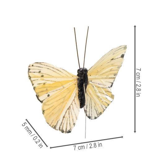 Prodotto Farfalle decorative su filo per decorazioni da tavola colorate, 7 cm, 12 pezzi
