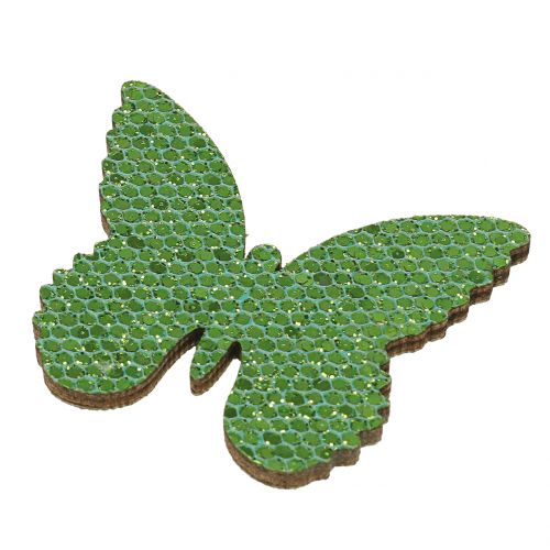 Prodotto Decorazione da controllare Butterfly Green-Glitter 5/4 / 3cm 24pcs