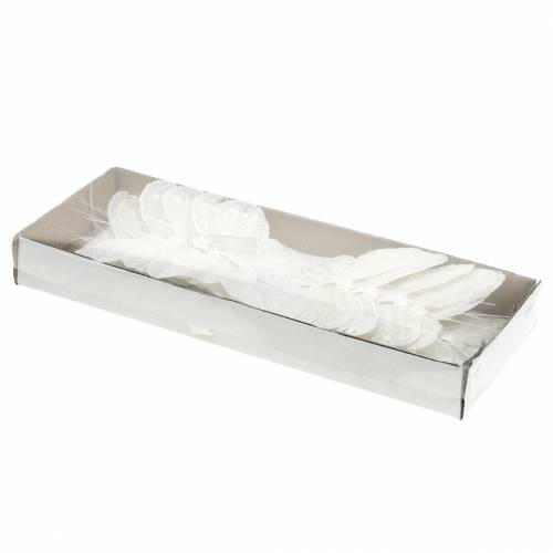 Floristik24 Farfalla piuma su filo bianco con glitter 10cm 12 pezzi