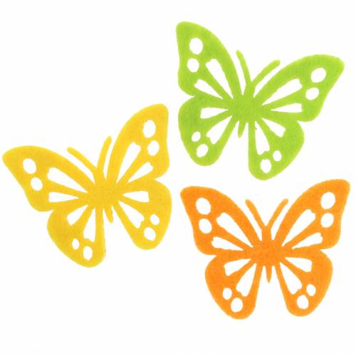 Decorazione per tavolo farfalla in feltro giallo verde arancio assortita 3,5x4,5 cm 54 pezzi
