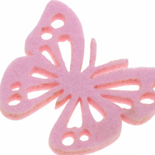 Floristik24 Decorazione da tavolo farfalla in feltro rosa bianco rosa assortito 3.5x4.5cm 54p
