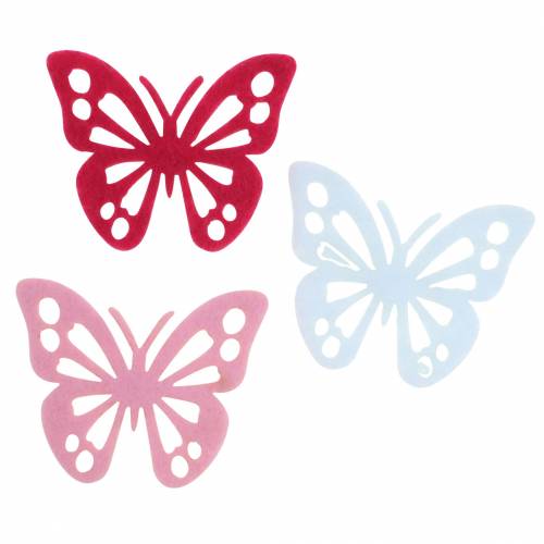 Floristik24 Decorazione da tavolo farfalla in feltro rosa bianco rosa assortito 3.5x4.5cm 54p